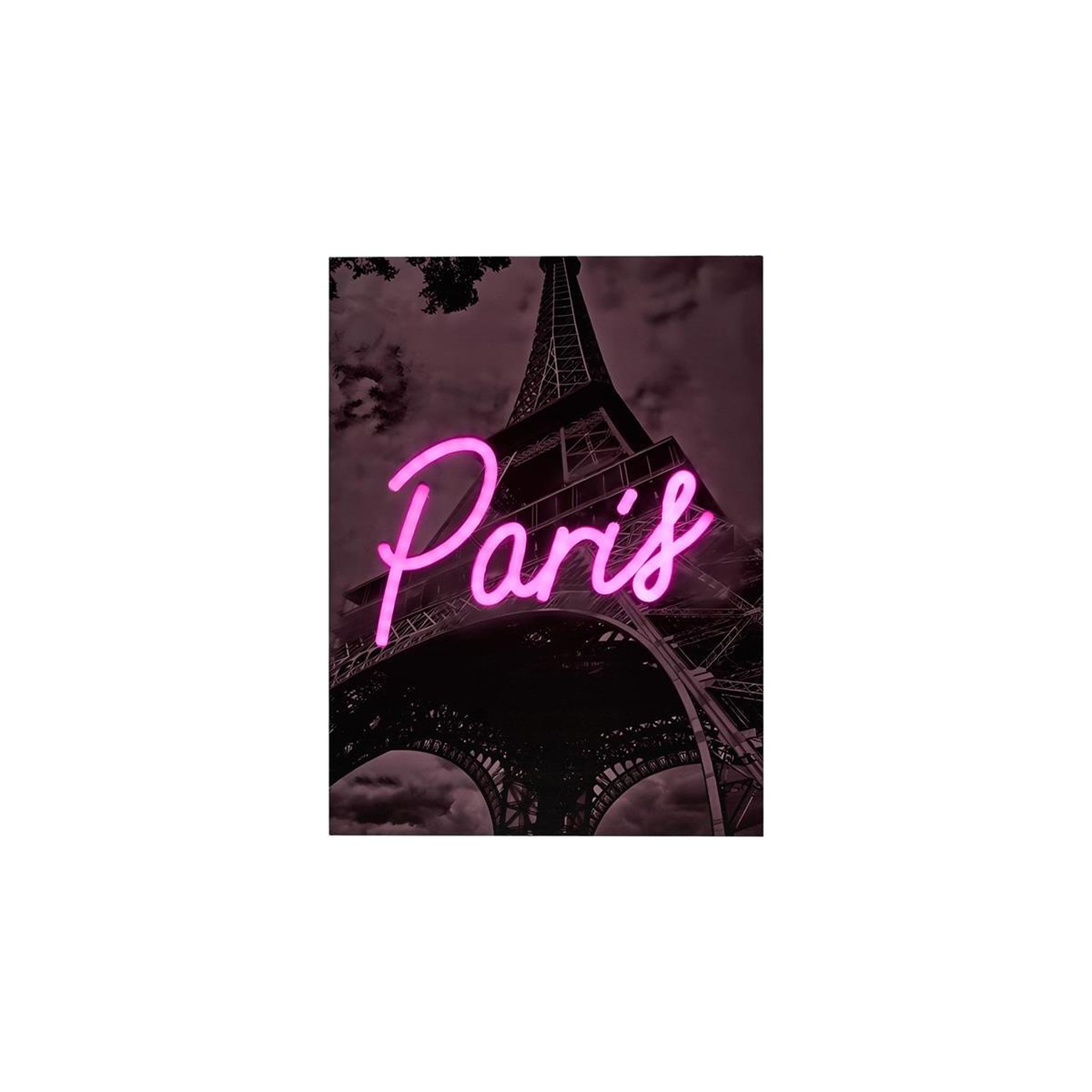 The Home Deco Factory Tableau led  paris  30x40cm noir & rose