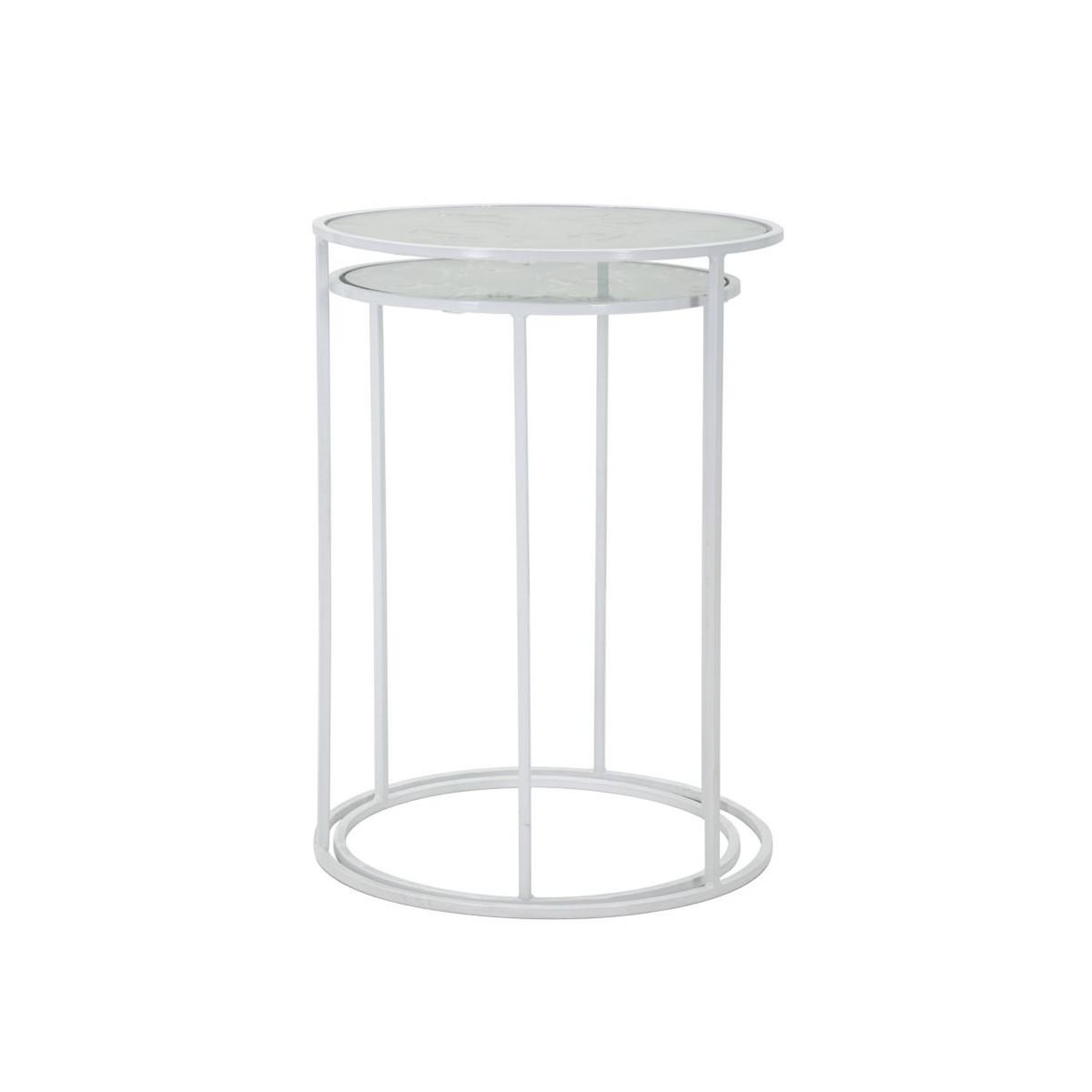 Voir la diapositive 4 : Paris Prix Lot de 2 tables d'appoint gigognes  cœur  60cm blanc