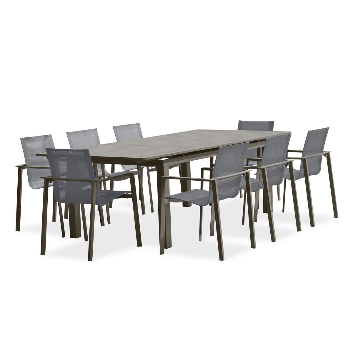 DCB GARDEN Salon de jardin 6 personnes aluminium sable ZAHARA