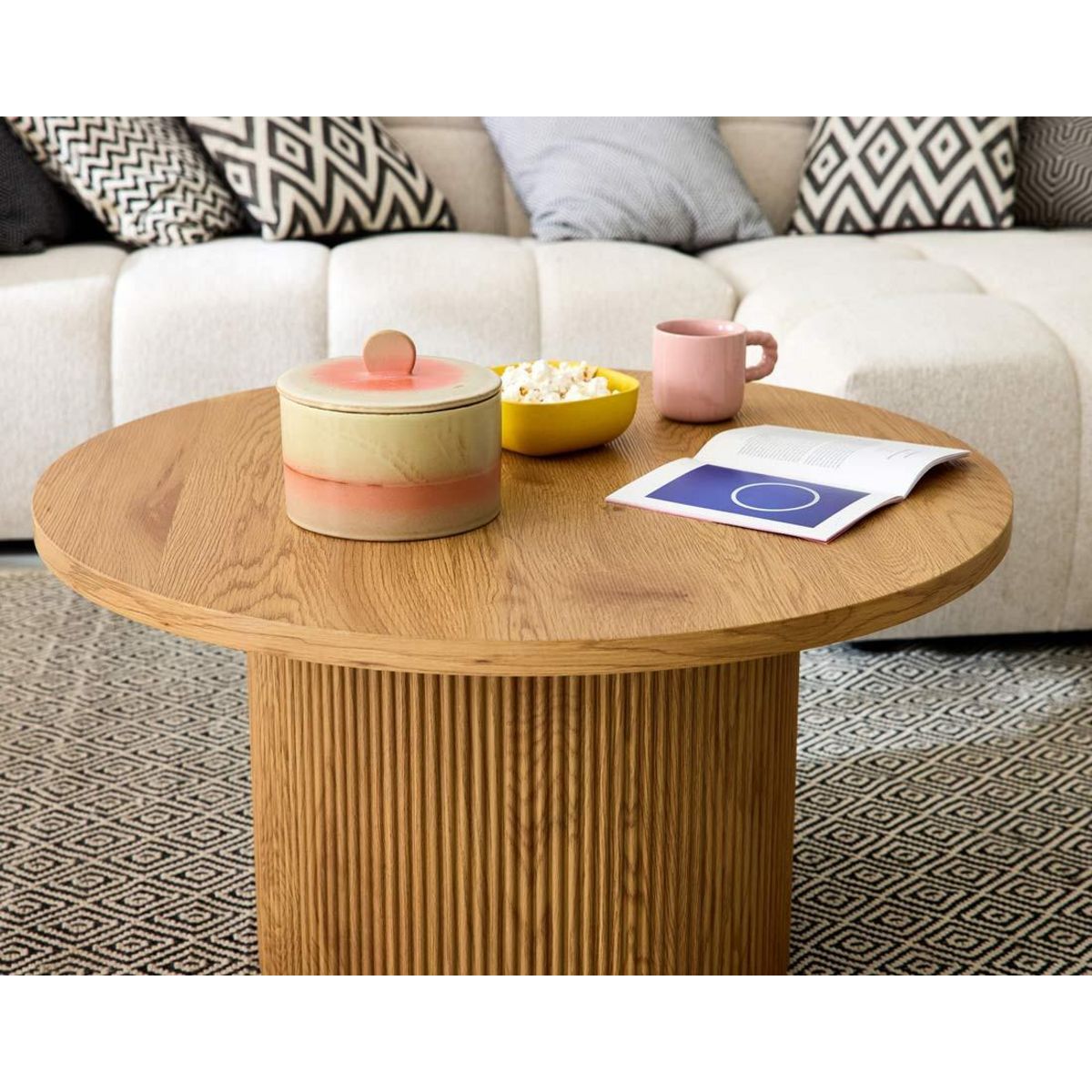 LISA DESIGN Oliva - table basse ronde - effet bois - 80 cm