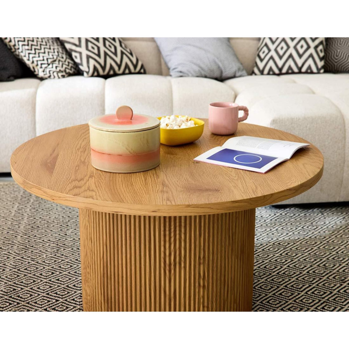 LISA DESIGN Oliva - table basse ronde - effet bois - 80 cm