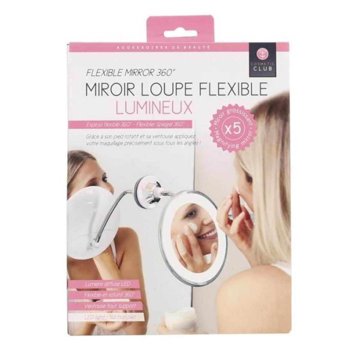 Paris Prix Miroir Grossissant Flexible  Lumineux  30cm Blanc