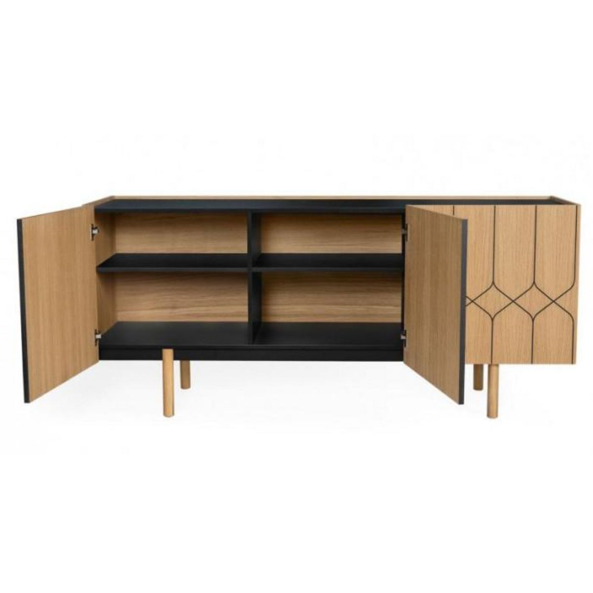 Paris Prix Buffet Design en Bois Massif  Porto II  175cm Chêne