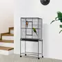 PAWHUT PawHut Cage à Oiseaux Portable avec 4 Mangeoires et 4 Perchoirs Pratique 81 x 48 x 163 cm Noir et Gris