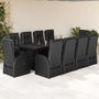 Voir la diapositive 1 : VIDAXL Ensemble a manger de jardin 11 pcs coussins noir resine tressee
