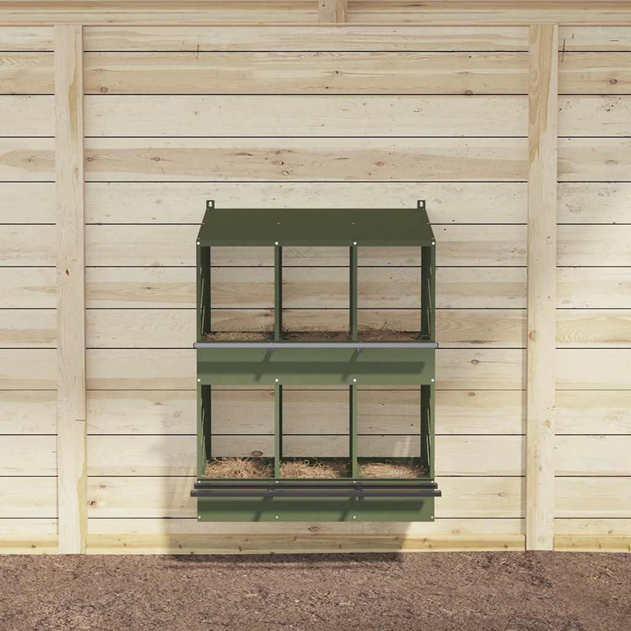 Voir la diapositive 3 : VIDAXL Nichoir a poules avec 6 compartiments vert olive metal