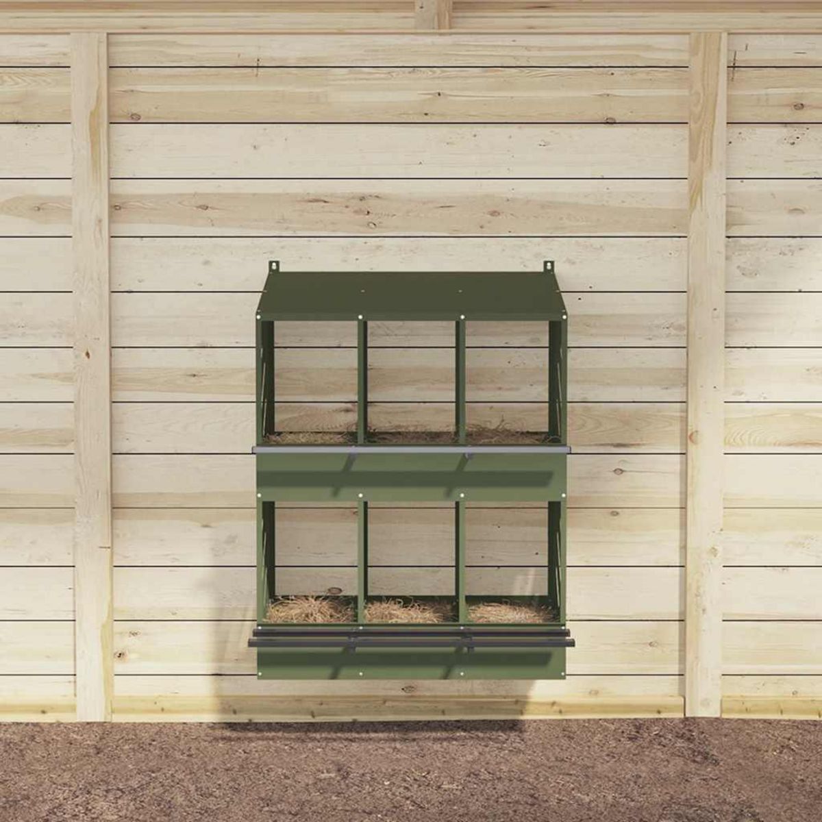 VIDAXL Nichoir a poules avec 6 compartiments vert olive metal