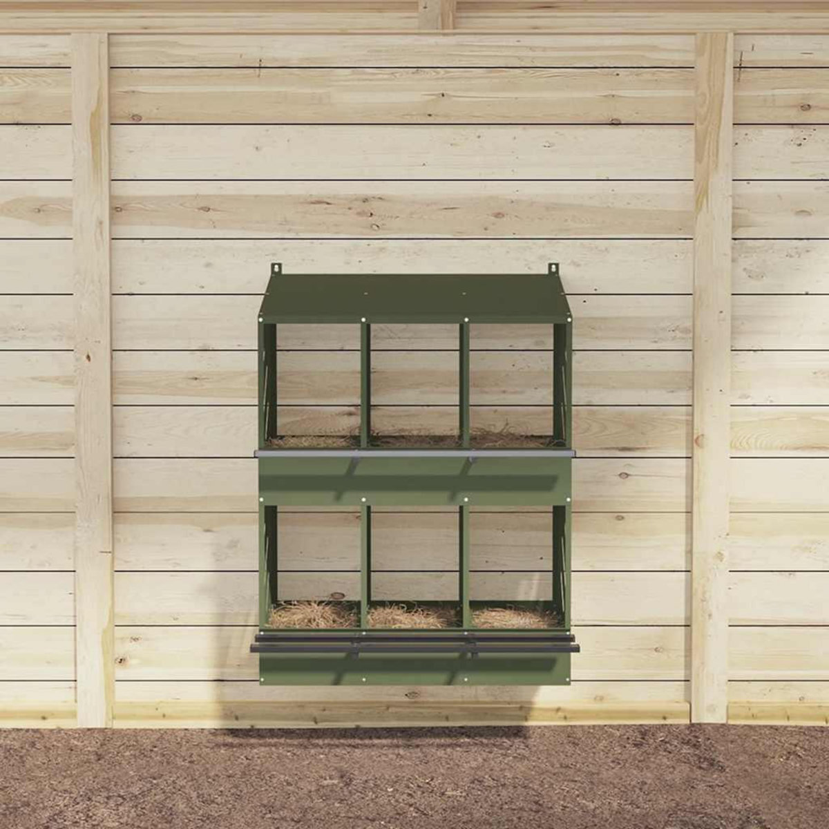 VIDAXL Nichoir a poules avec 6 compartiments vert olive metal