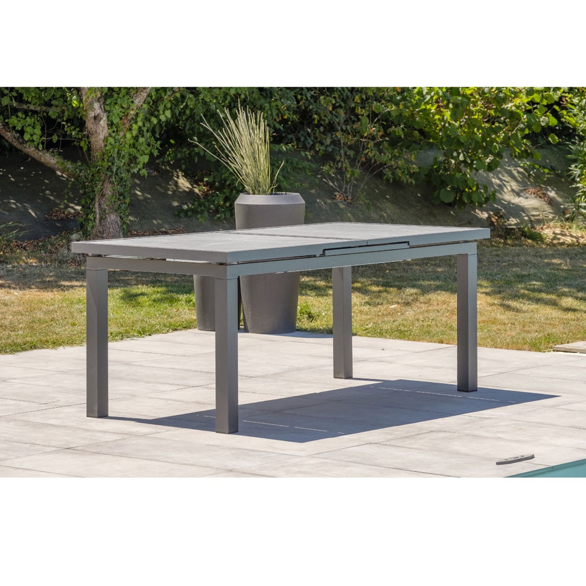 DCB GARDEN Table de jardin - 8/10 places - Céramique/aluminium - Anthracite - VENISE