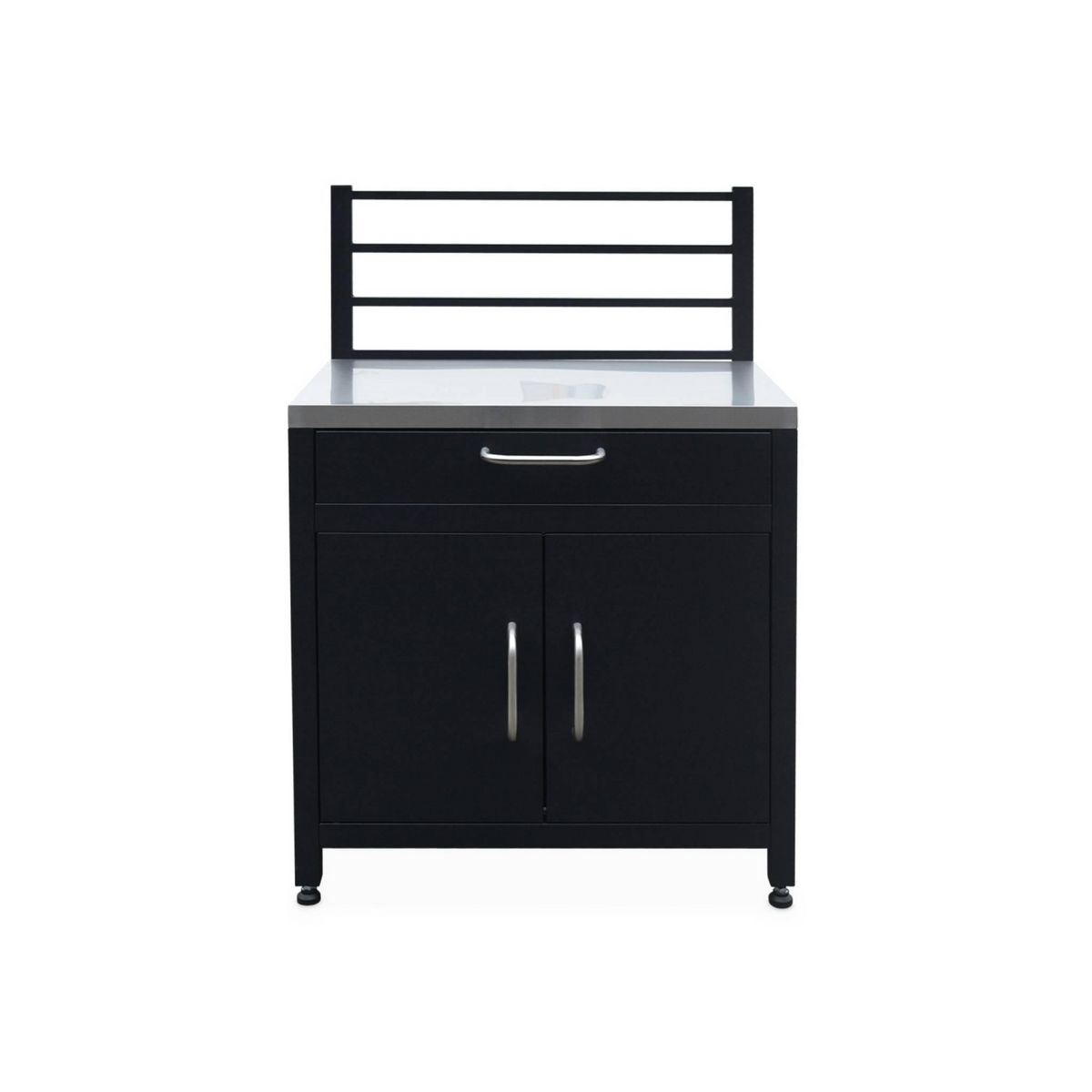 SWEEEK Meuble de cuisine extérieure en acier avec 1 tiroir et 1 porte et 1 grille de suspension L80