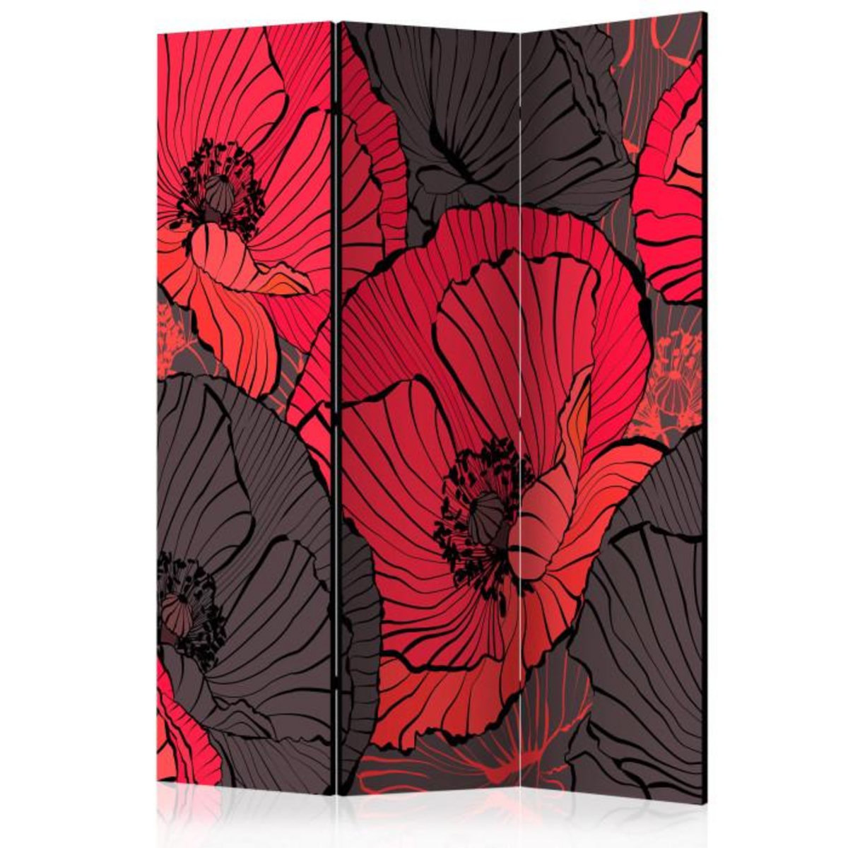 Paris Prix Paravent 3 Volets  Pleated Poppies  135x172cm