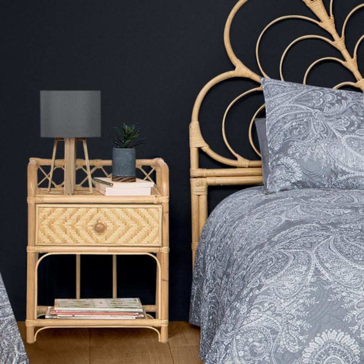 ATMOSPHERA Lampe à Poser en Bois  Scandinave  35cm Gris