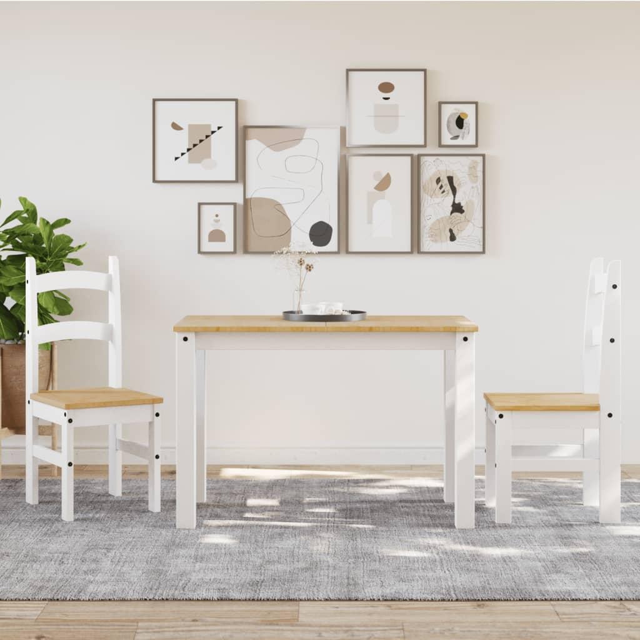 Voir la diapositive 3 : VIDAXL Chaises a manger lot de 2 blanc 40x46x99 cm bois massif de pin
