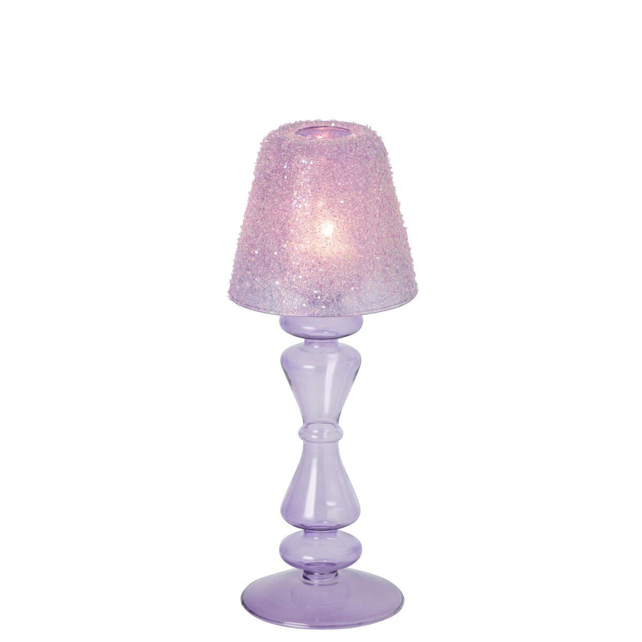 Voir la diapositive 2 : J-LINE Photophore Lampe en Verre  Silje  26cm Lilas