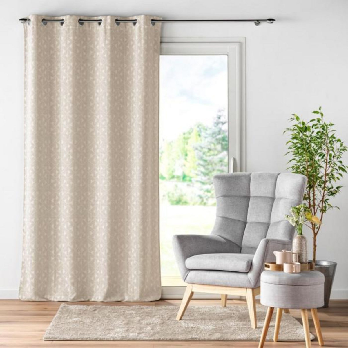 Paris Prix Rideau à Œillets Jacquard  Gallena  140x260cm Naturel