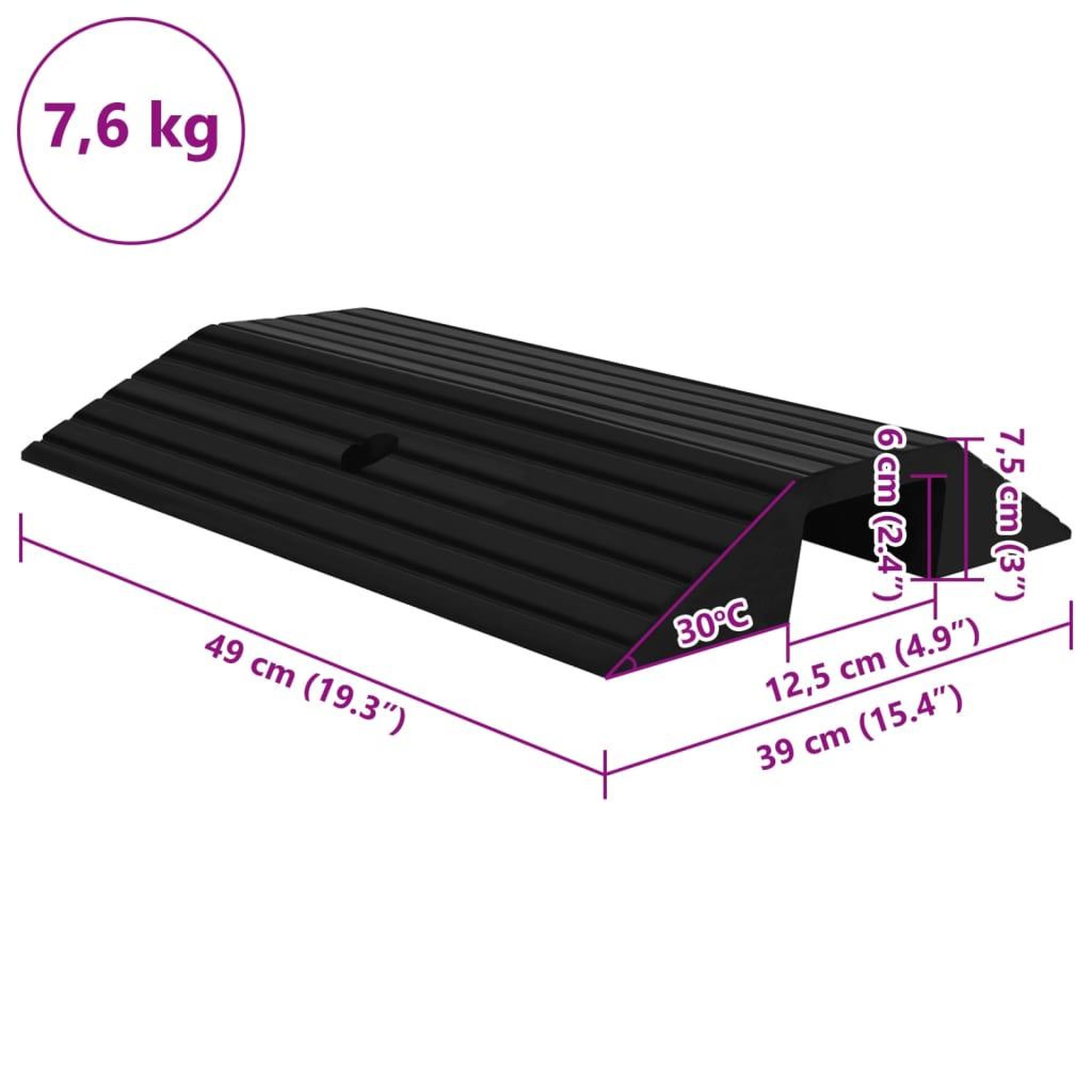 Voir la diapositive 6 : VIDAXL Rampes de seuil de pont 3 pcs 49x40x8 cm Caoutchouc