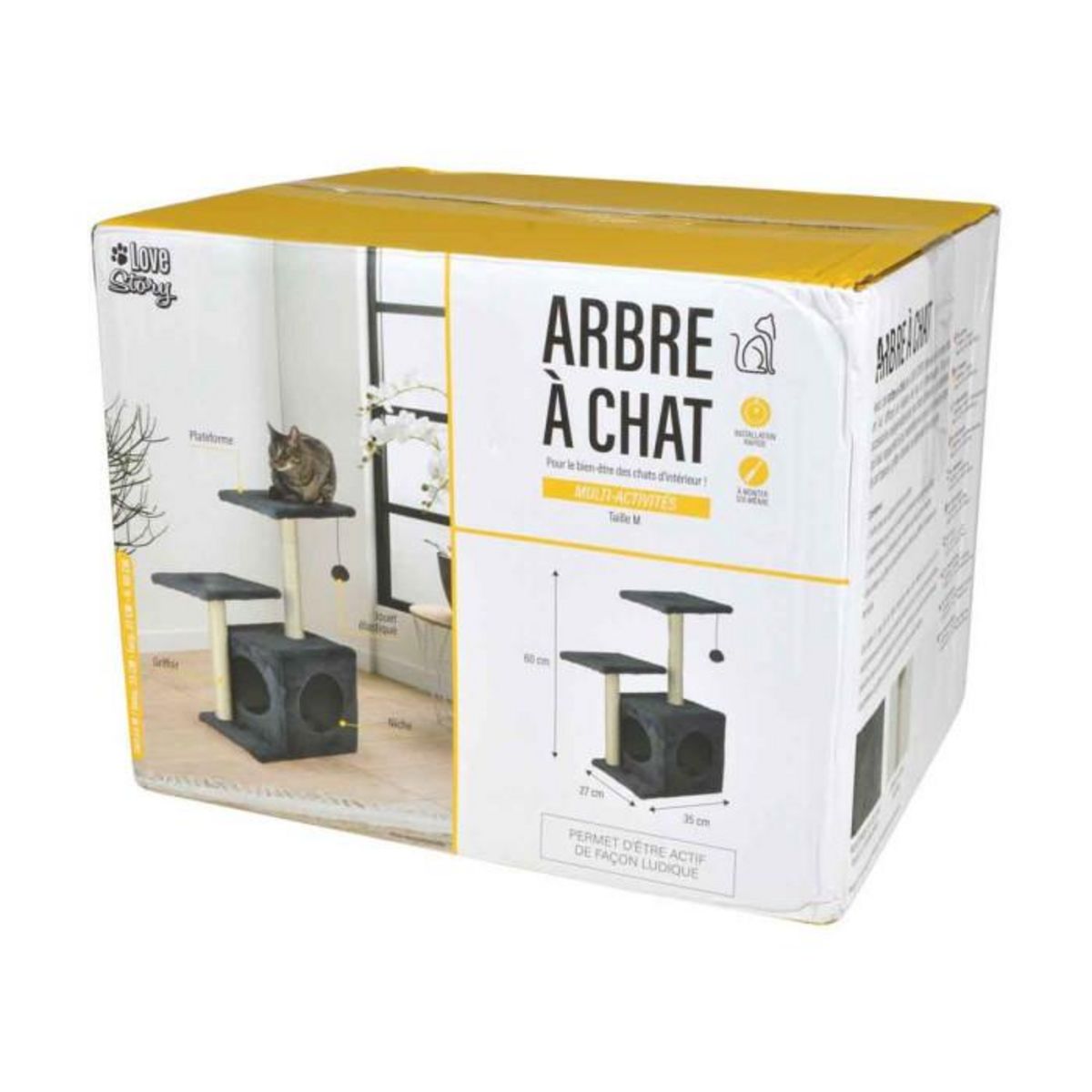 Paris Prix Arbre à Chat avec Niche  2 Plateformes  60cm Anthracite