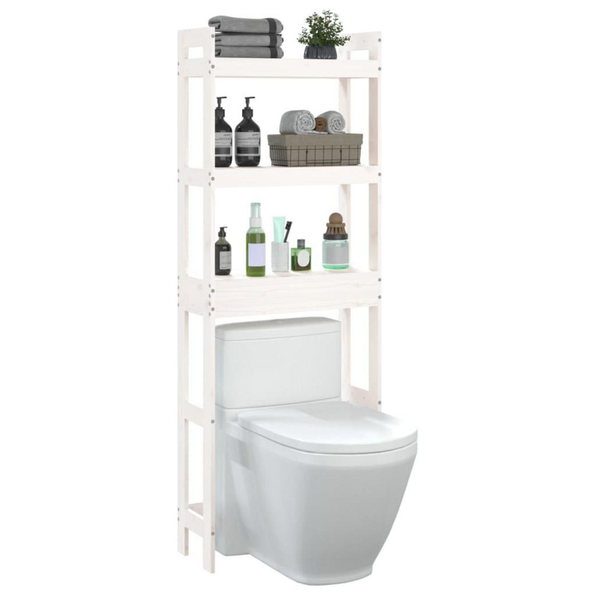 VIDAXL Etagere de toilette Blanc 63x26x171 cm Bois de pin massif