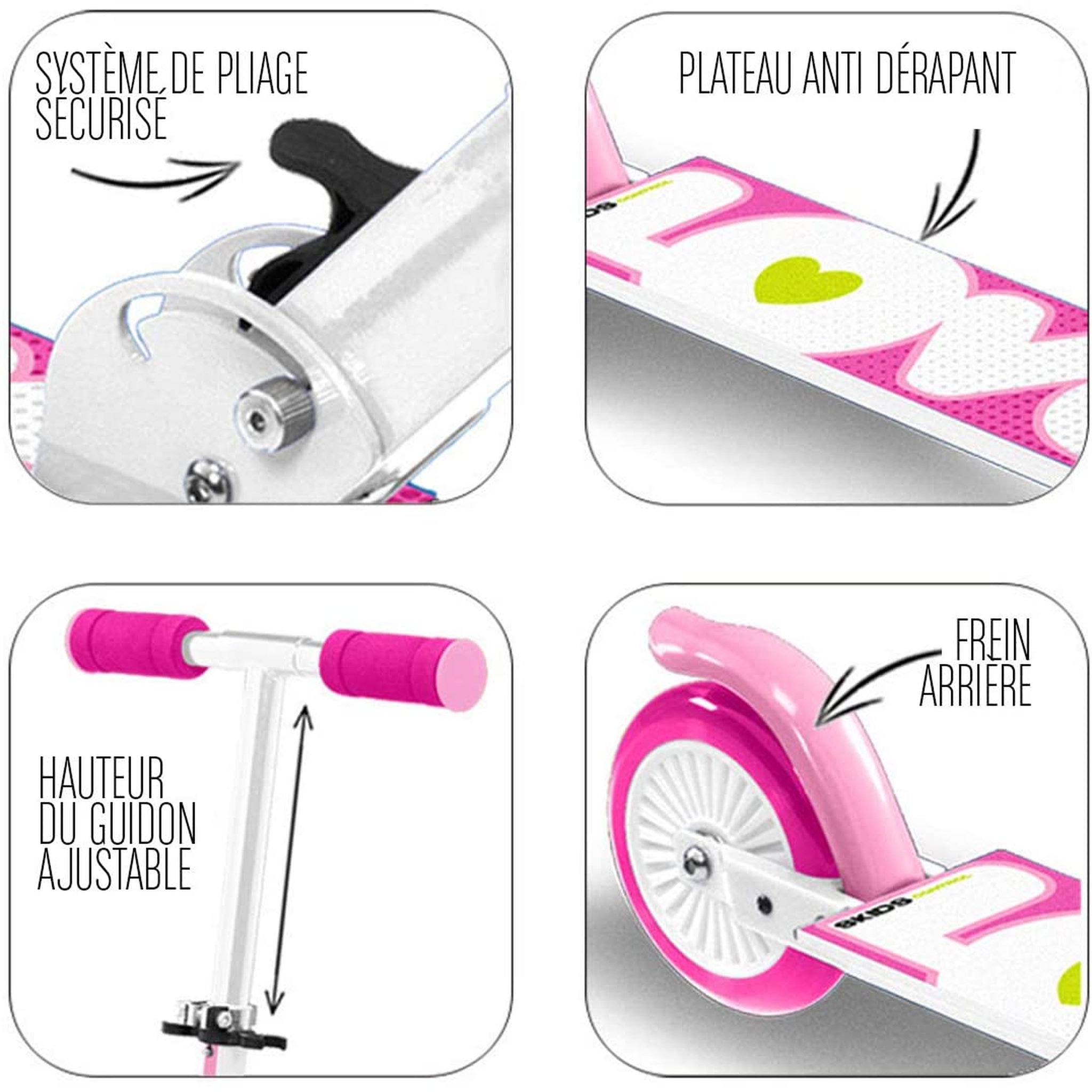 Voir la diapositive 3 : Skids Control Trottinette pliable - rose 