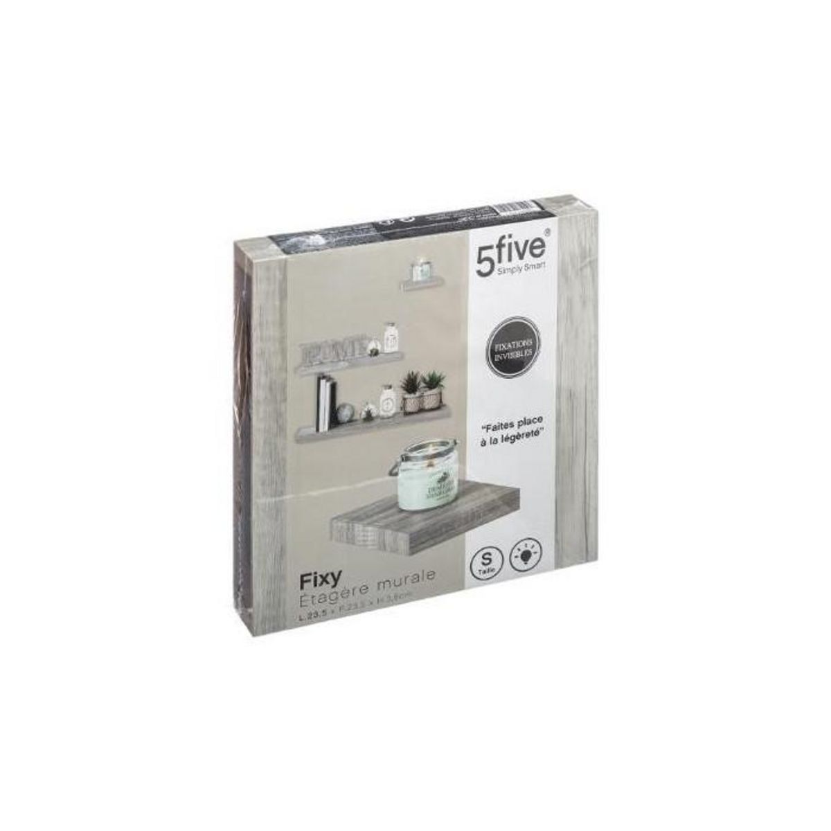 FIVE Étagère Murale Carré  Fixy  24cm Chêne Gris