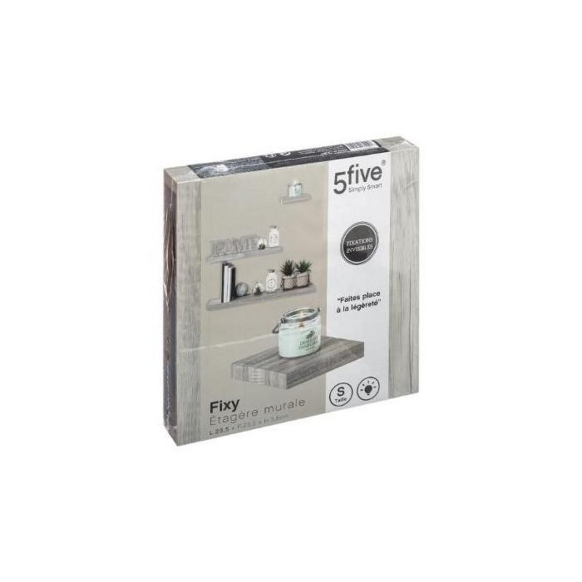 FIVE Étagère Murale Carré  Fixy  24cm Chêne Gris