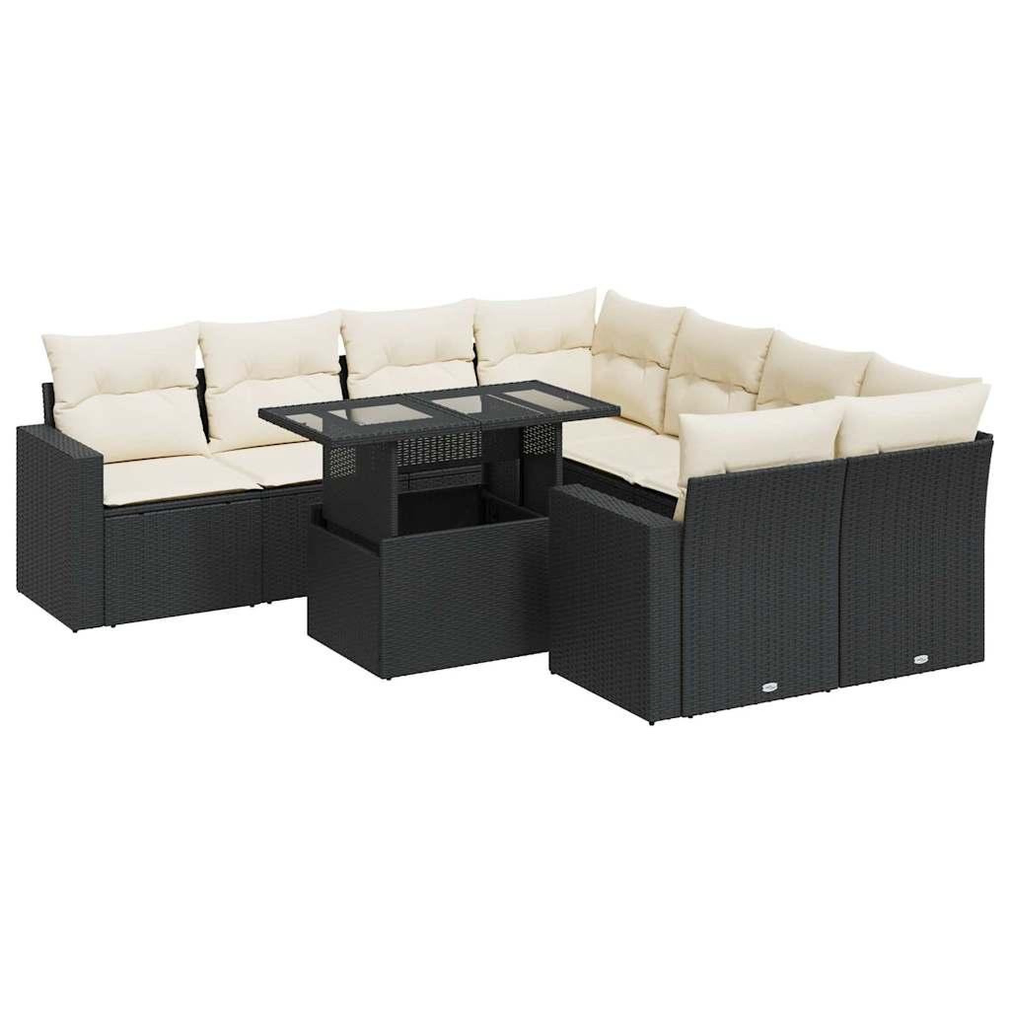 Voir la diapositive 2 : VIDAXL Salon de jardin 9 pcs avec coussins noir resine tressee