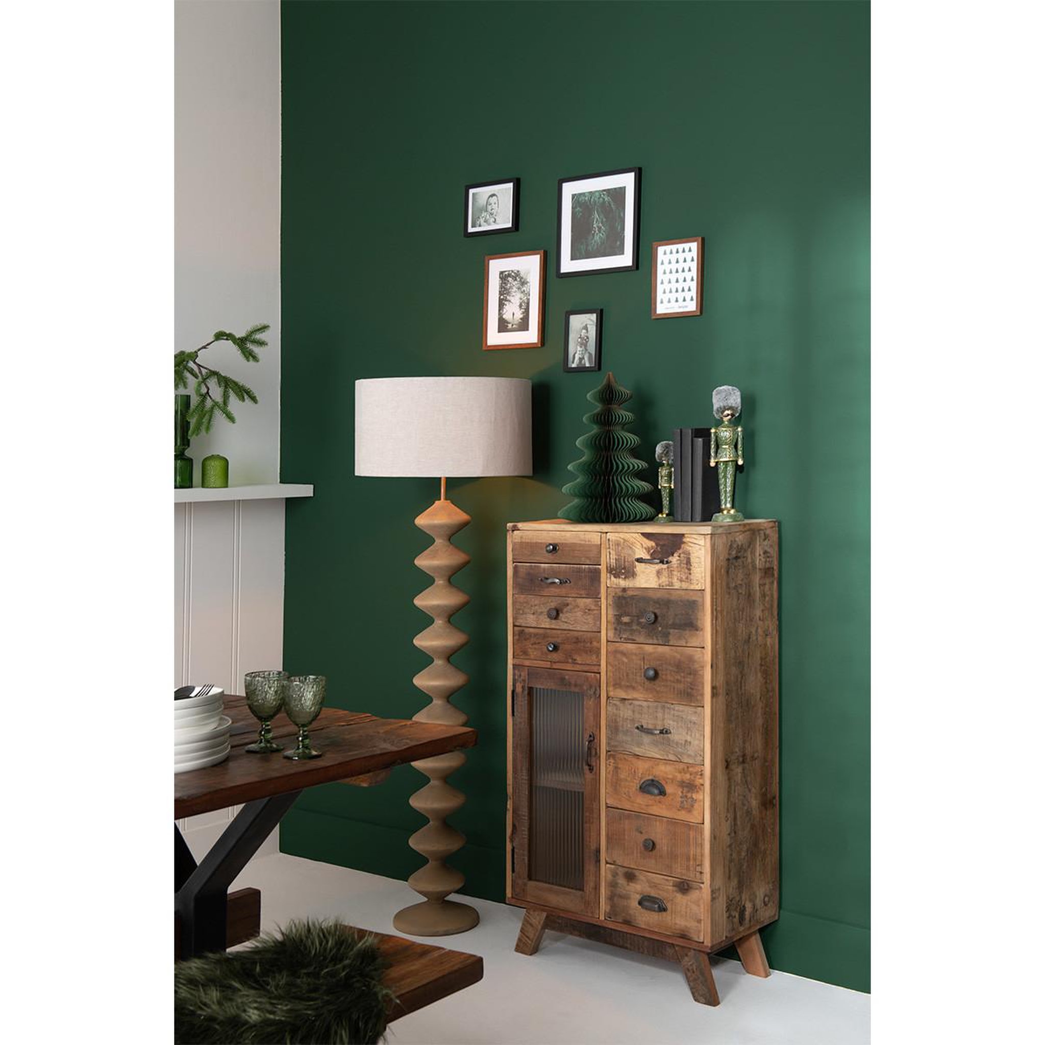 Voir la diapositive 4 : J-LINE Casse-noisette à paillettes  chapeau  32cm vert