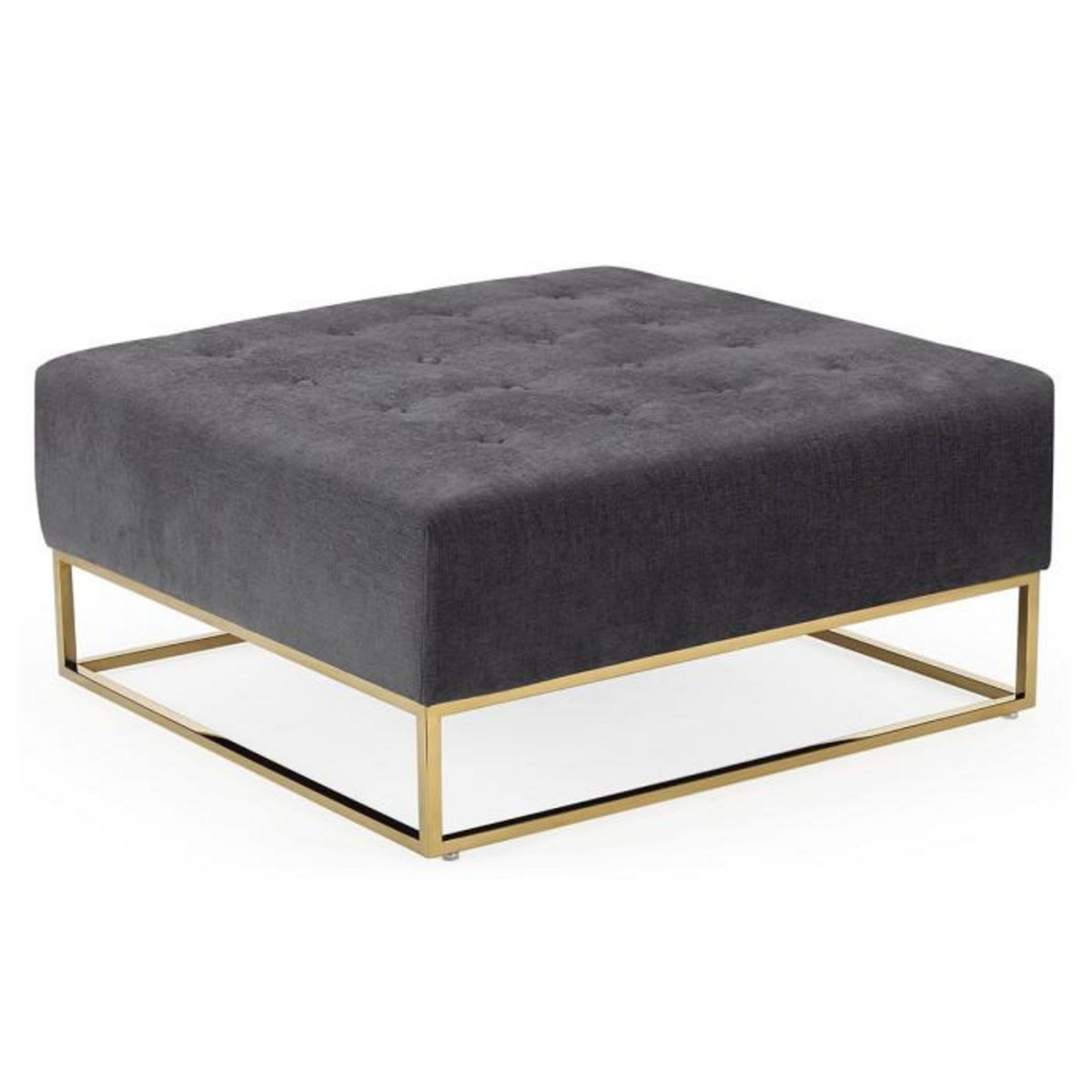 Paris Prix Pouf Carré en Tissu  Lakota  90cm Gris