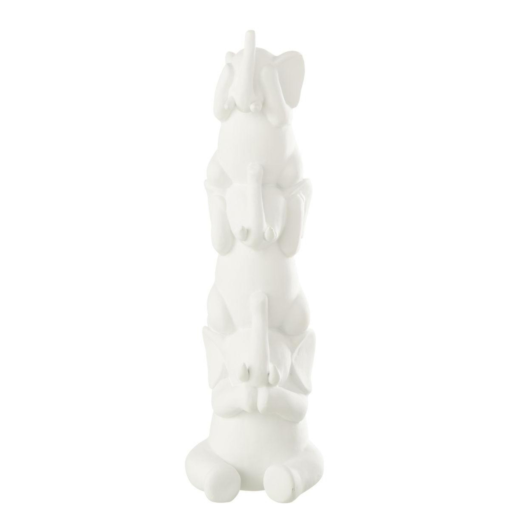 Voir la diapositive 2 : J-LINE Statuette éléphant pyramide  burl  31cm blanc