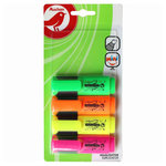 AUCHAN Lot de 4 mini surligneurs pointe biseautée vert/orange/jaune/rose