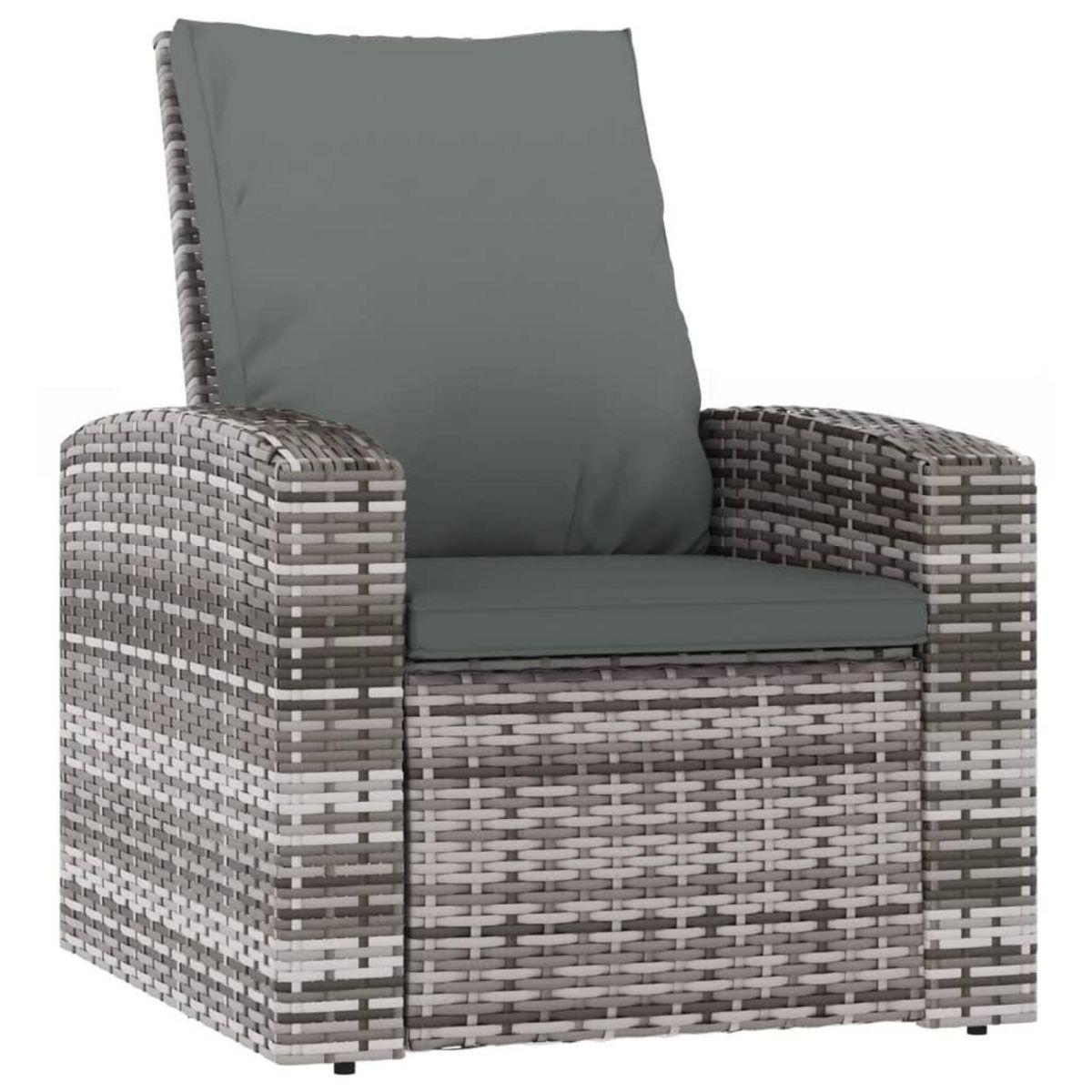VIDAXL Fauteuil inclinable de jardin avec coussins gris resine tressee