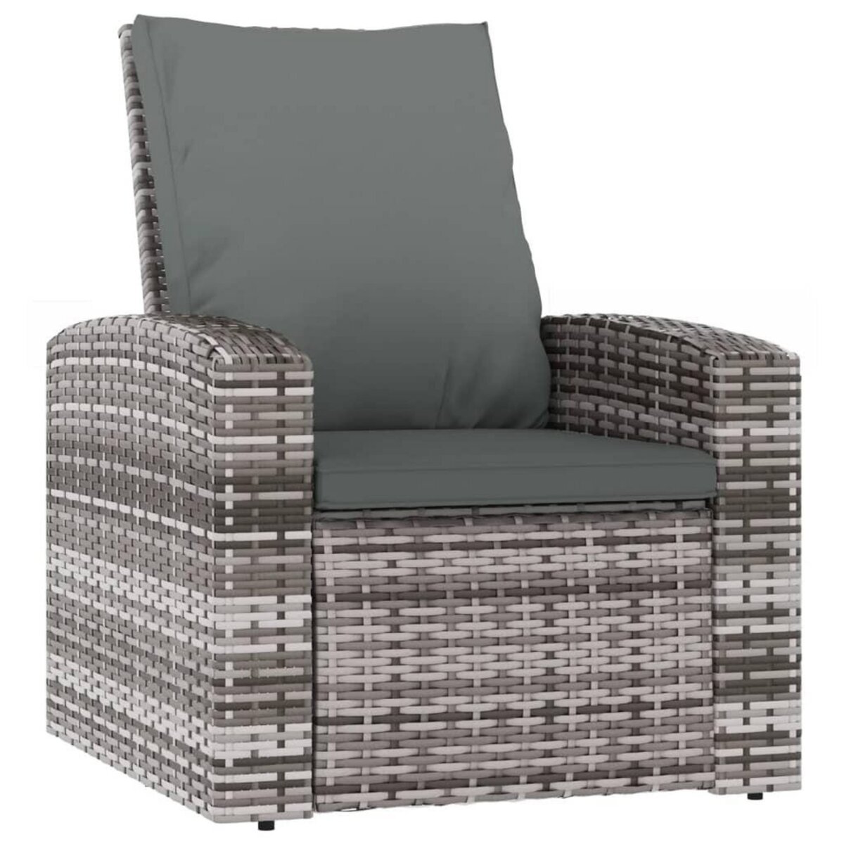VIDAXL Fauteuil inclinable de jardin avec coussins gris resine tressee