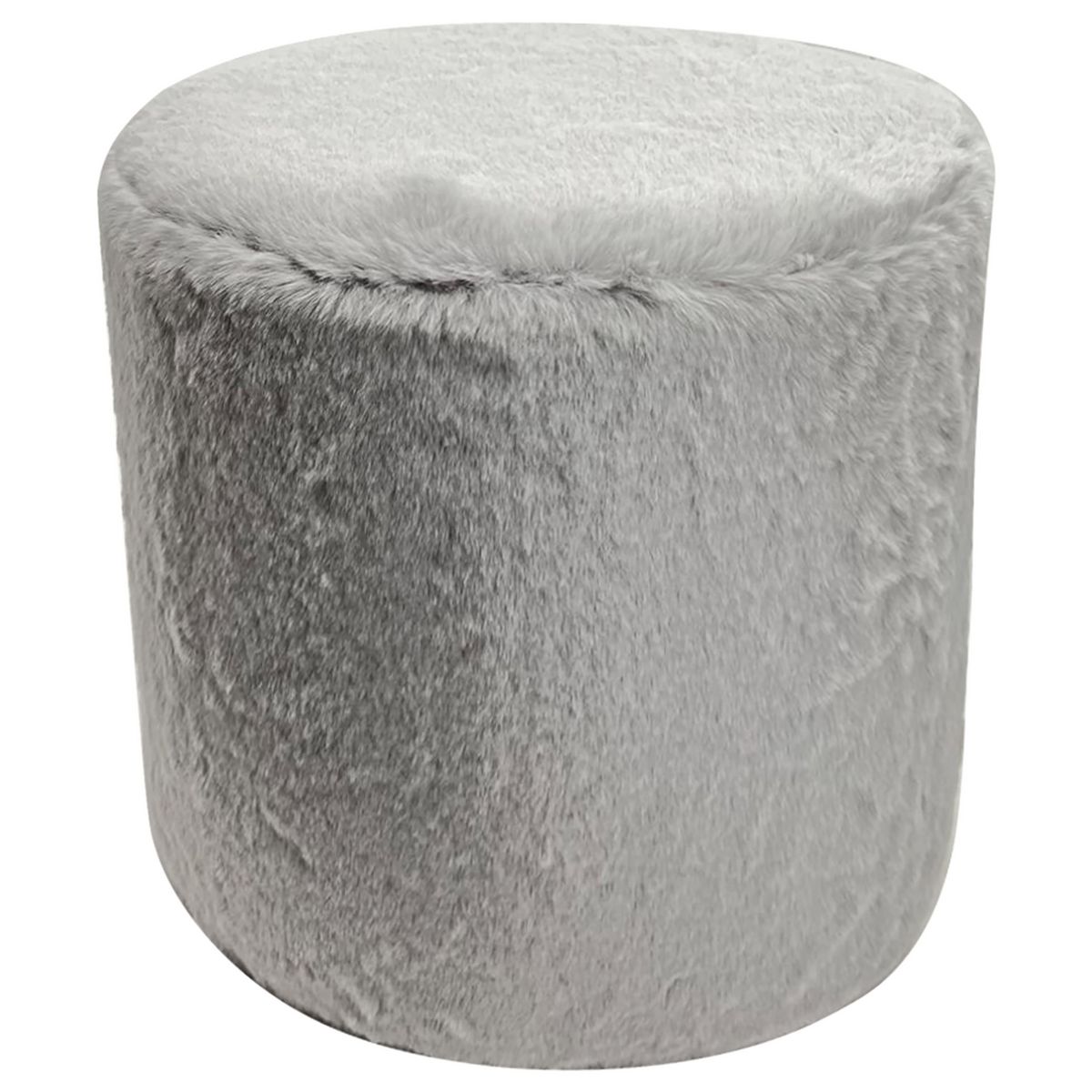 ACTUEL  Pouf fourrure synthétique polyester coloris gris  ACTUEL  