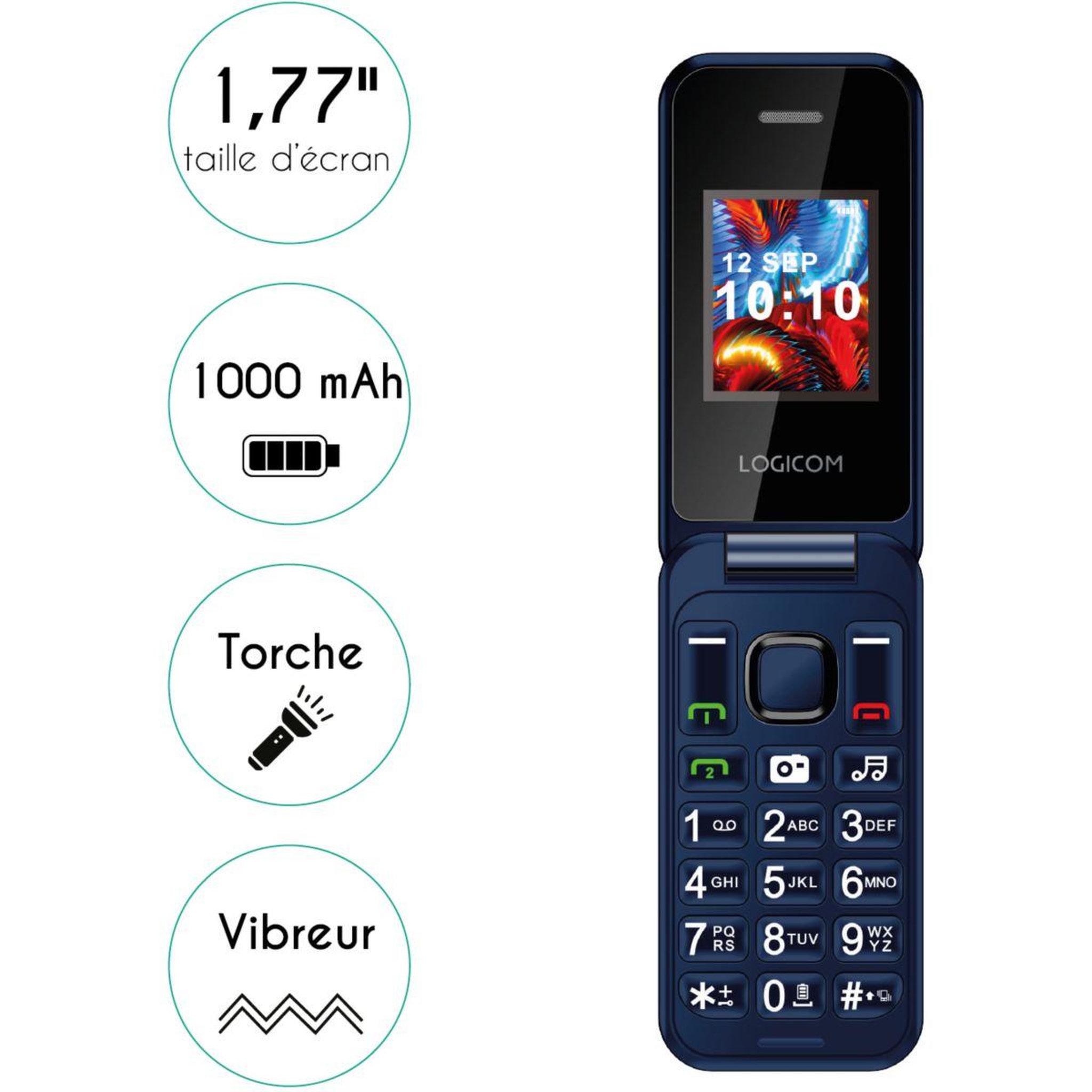 Voir la diapositive 2 : Logicom Téléphone portable Fleep 450 Bleu 4G