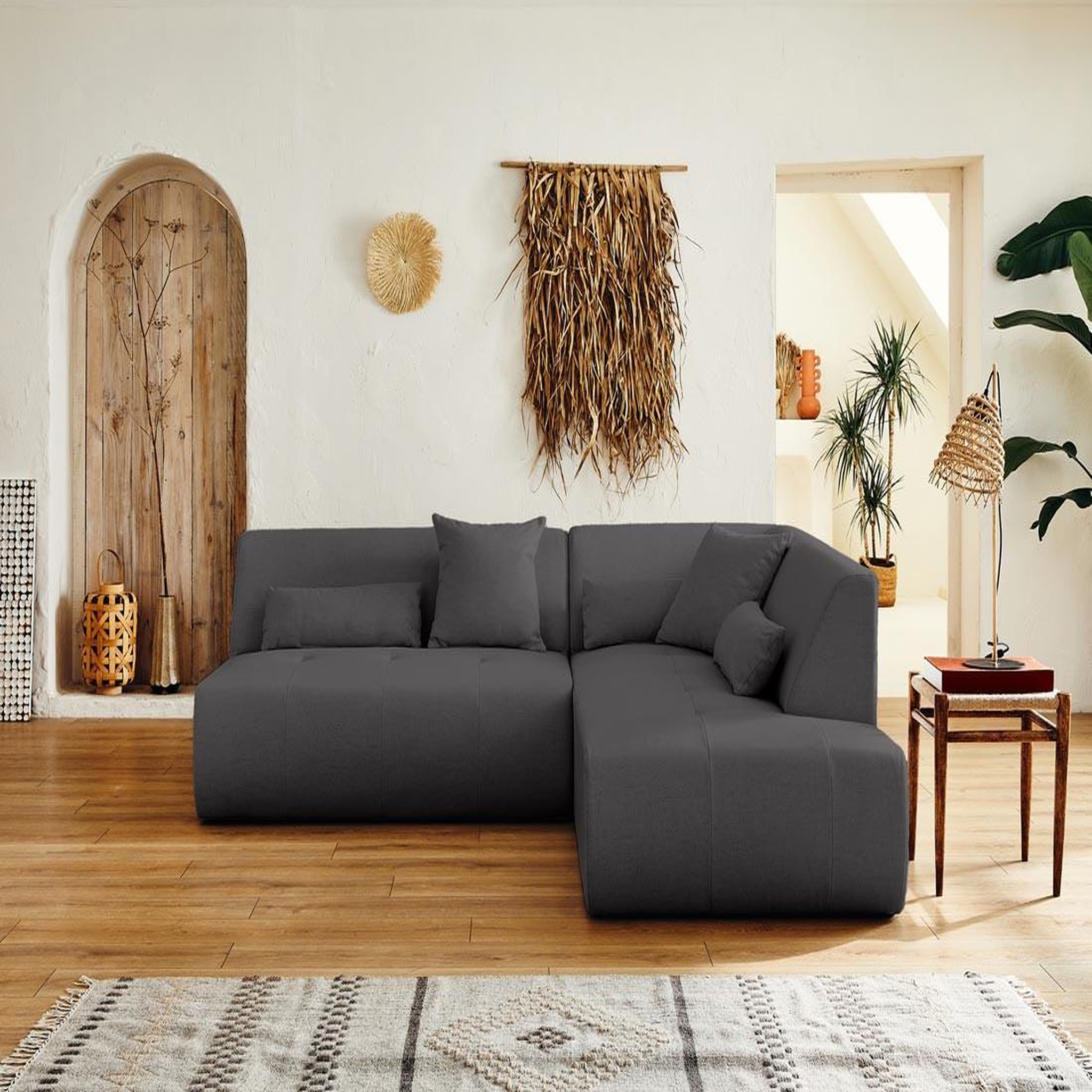 Voir la diapositive 3 : BEST MOBILIER Onyx - canapé modulable d'angle droit 5 places - en tissu