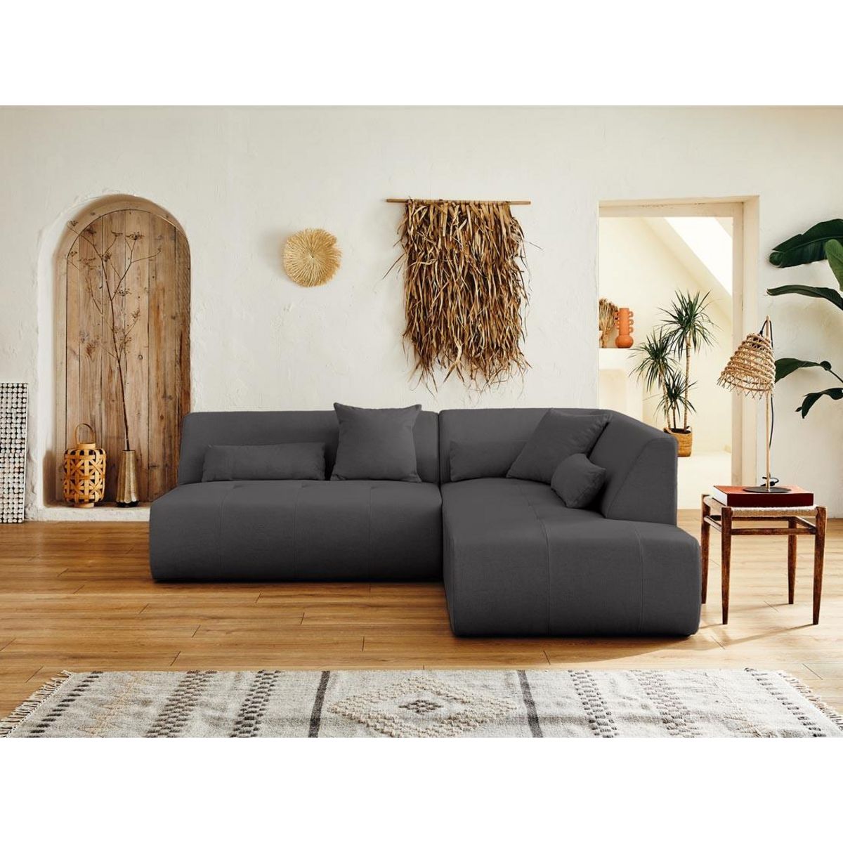 LISA DESIGN Onyx - canapé modulable d'angle droit 5 places - en tissu