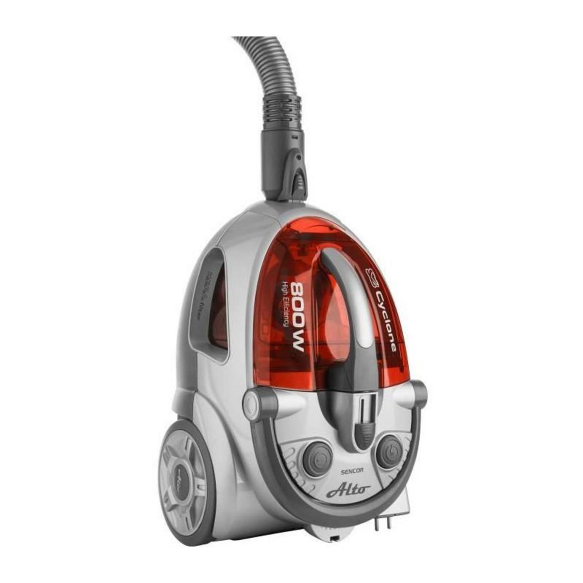 SENCO Aspirateur sans sac - SENCOR - SVC 730RD-EUE2 - Moteur ECO 800 W - 76 dBA - 1,5 L - Systeme Cyclone - Argent / Rouge