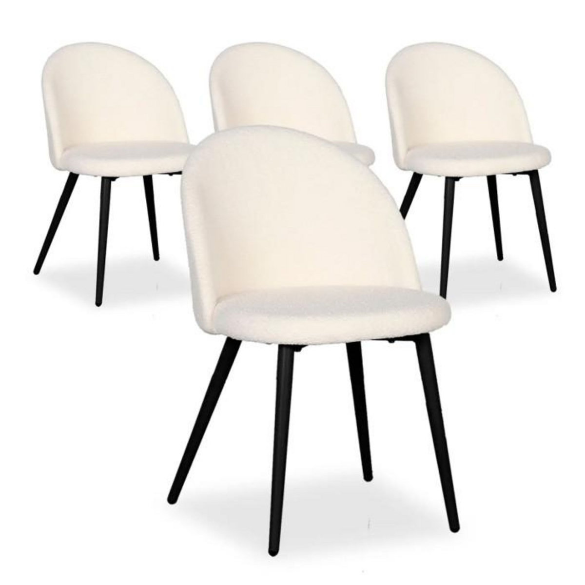 Paris Prix Lot de 4 Chaises Scandinaves  Bouclette  75cm Crème