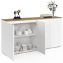 Voir la diapositive 4 : ID MARKET Buffet 160 cm TOBY 4 portes blanc et plateau bois