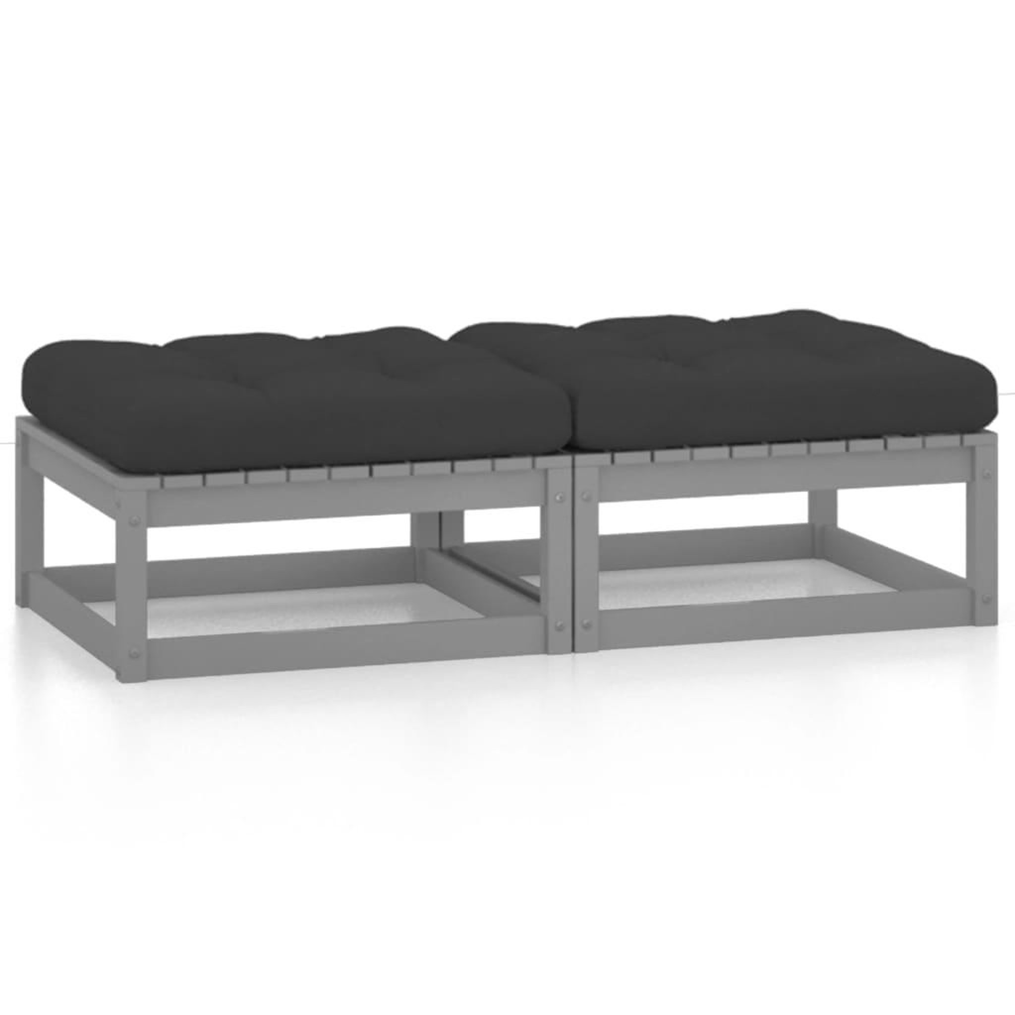 Voir la diapositive 1 : VIDAXL Repose-pieds de jardin avec coussins lot de 2 Bois pin solide