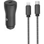 Voir la diapositive 2 : ADEQWAT Chargeur allume cigare USB-C 30W + Câble lightning 1M Noir