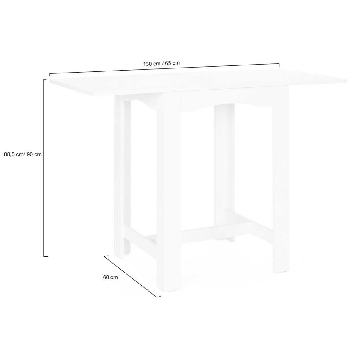 ID MARKET Table haute de bar extensible DONA 2 à 4 personnes blanche 65-130 cm