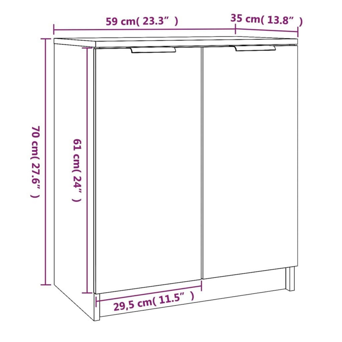 VIDAXL Armoire a chaussures Blanc 59x35x70 cm Bois d'ingenierie