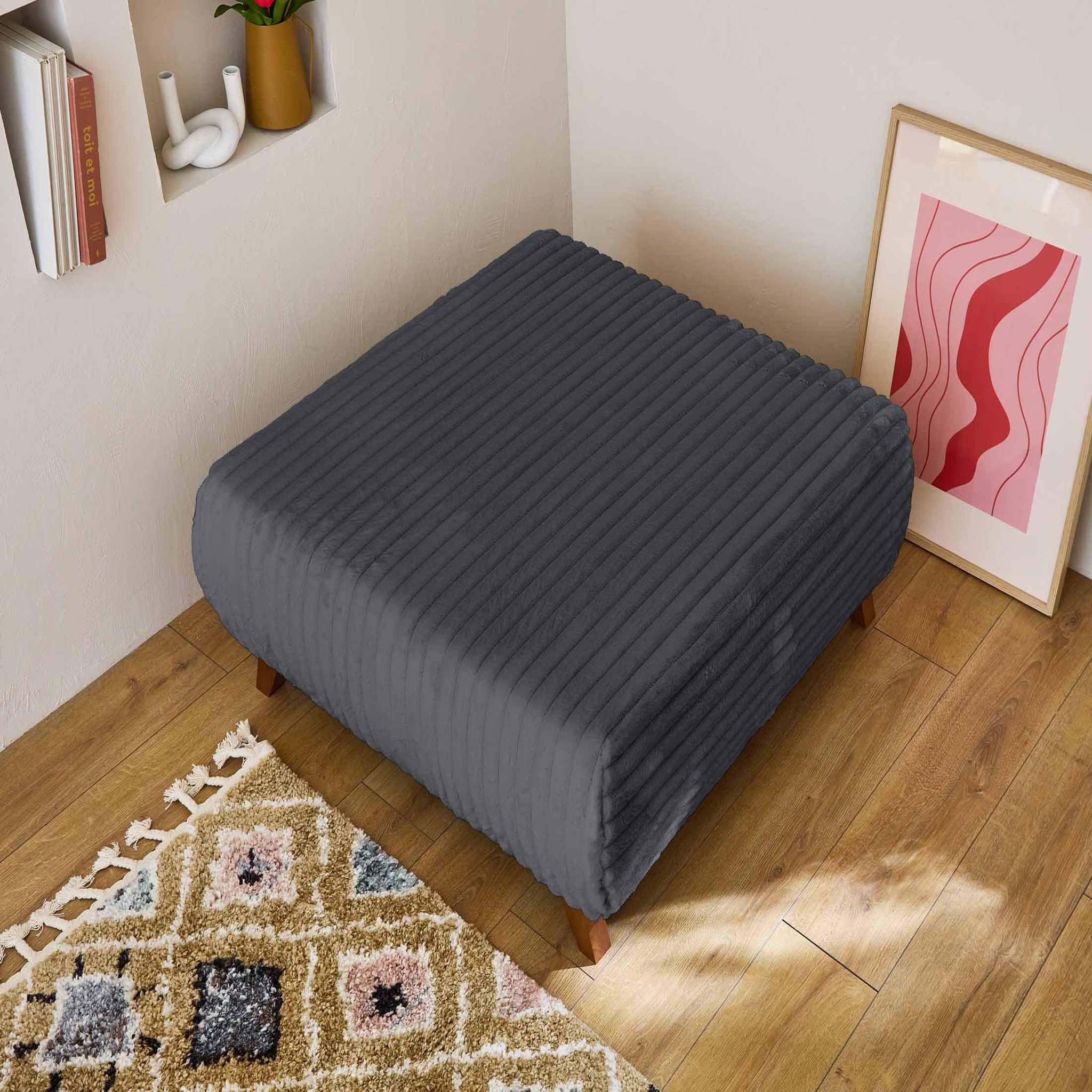 Voir la diapositive 4 : BEST MOBILIER Cristal - pouf modulable - 95 cm - en fausse fourrure côtelée