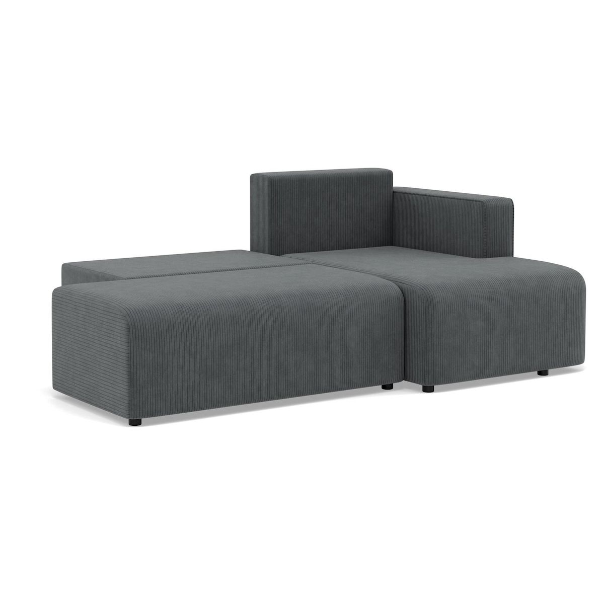 BEST MOBILIER Topaze - canapé d'angle droit 4 places convertible avec coffre en velours côtelé