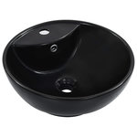 VIDAXL Lavabo avec trop-plein 46,5 x 18 cm Ceramique Noir