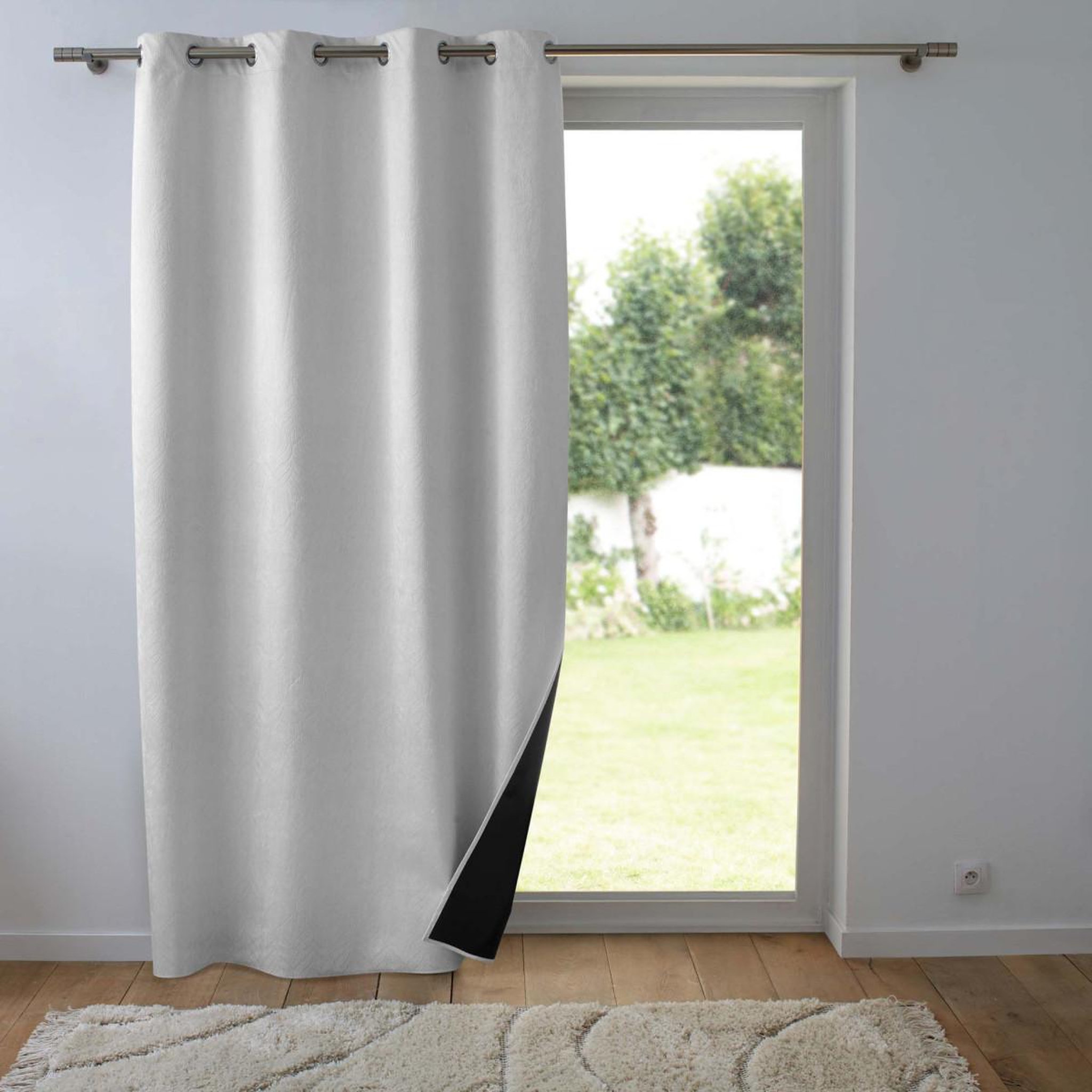 Douceur d'Intérieur Rideau occultant velours  shadow  140x260cm gris perle