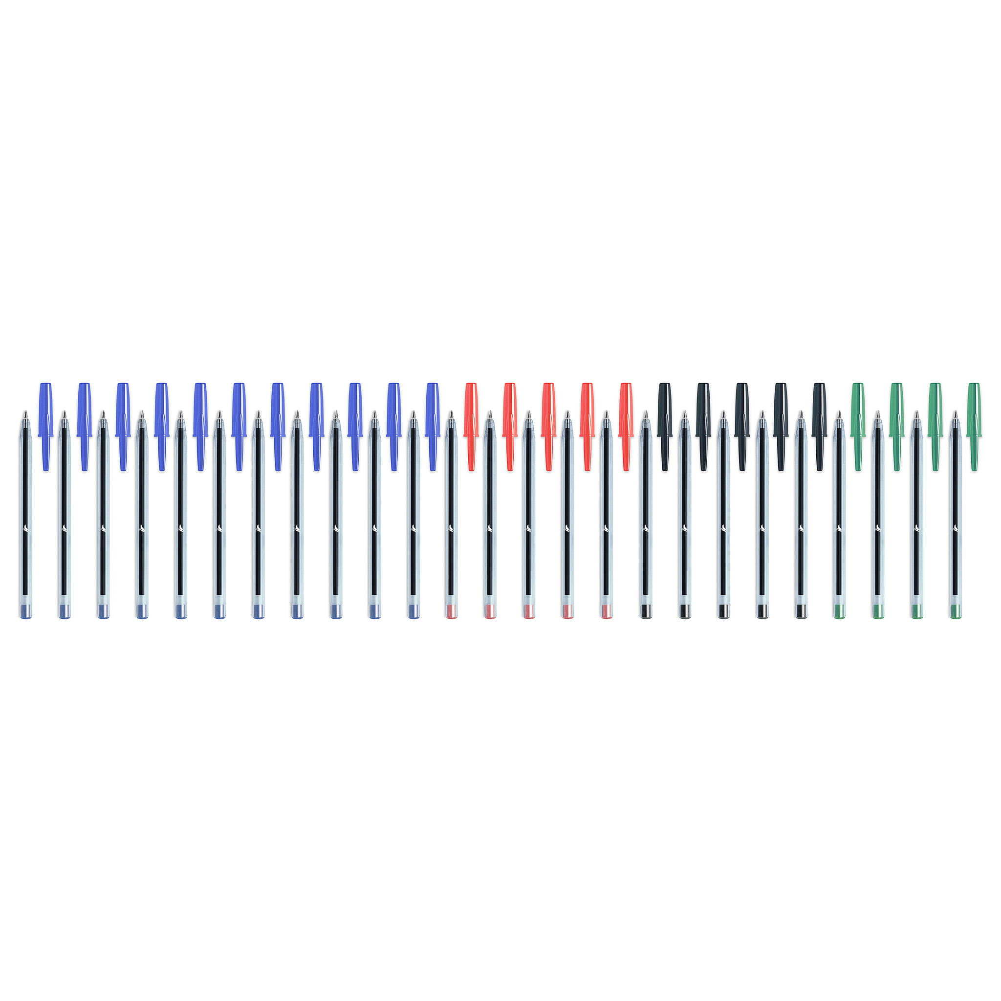 Voir la diapositive 2 : AUCHAN Lot de 25 stylos bille coloris assortis pointe moyenne 1 mm en bouteille recyclée