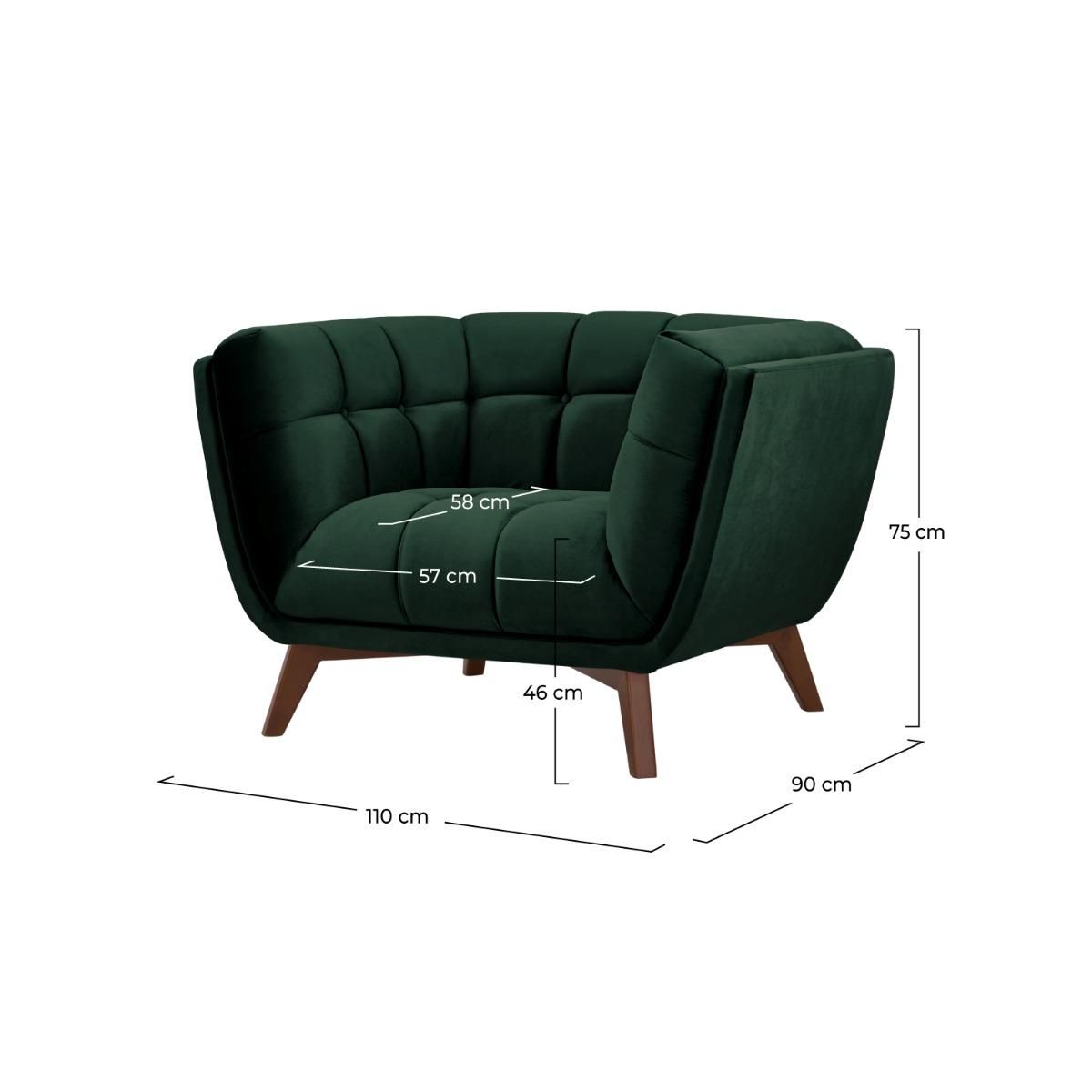 Rendez vous déco Fauteuil en velours vert foncé - Mona