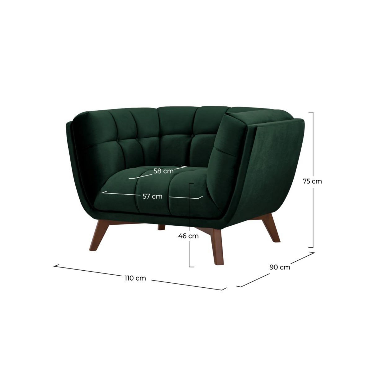Rendez vous déco Fauteuil en velours vert foncé - Mona